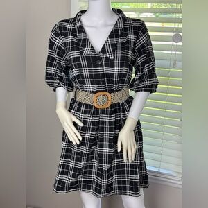 Francesca’s Harper Plaid Black and White Dress size large